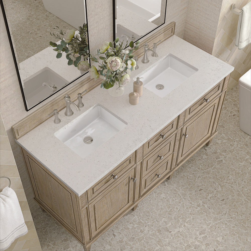 James Martin - Lorelai 60" Double Vanity, Whitewashed Oak w/ 3 CM Lime Delight Silestone Top - 424-V60D-WWO-3LDL view 7