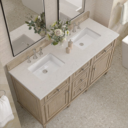 James Martin - Lorelai 60" Double Vanity, Whitewashed Oak w/ 3 CM Lime Delight Silestone Top - 424-V60D-WWO-3LDL view 7