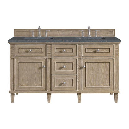 James Martin - Lorelai 60" Double Vanity, Whitewashed Oak w/ 3 CM Parisien Bleu Silestone Top - 424-V60D-WWO-3PBL view 1