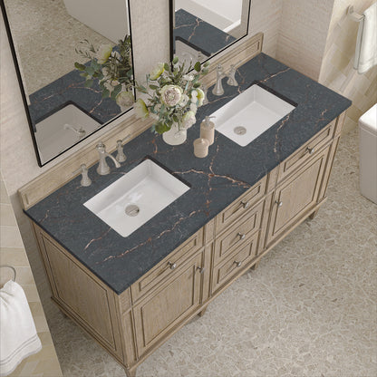 James Martin - Lorelai 60" Double Vanity, Whitewashed Oak w/ 3 CM Parisien Bleu Silestone Top - 424-V60D-WWO-3PBL view 7