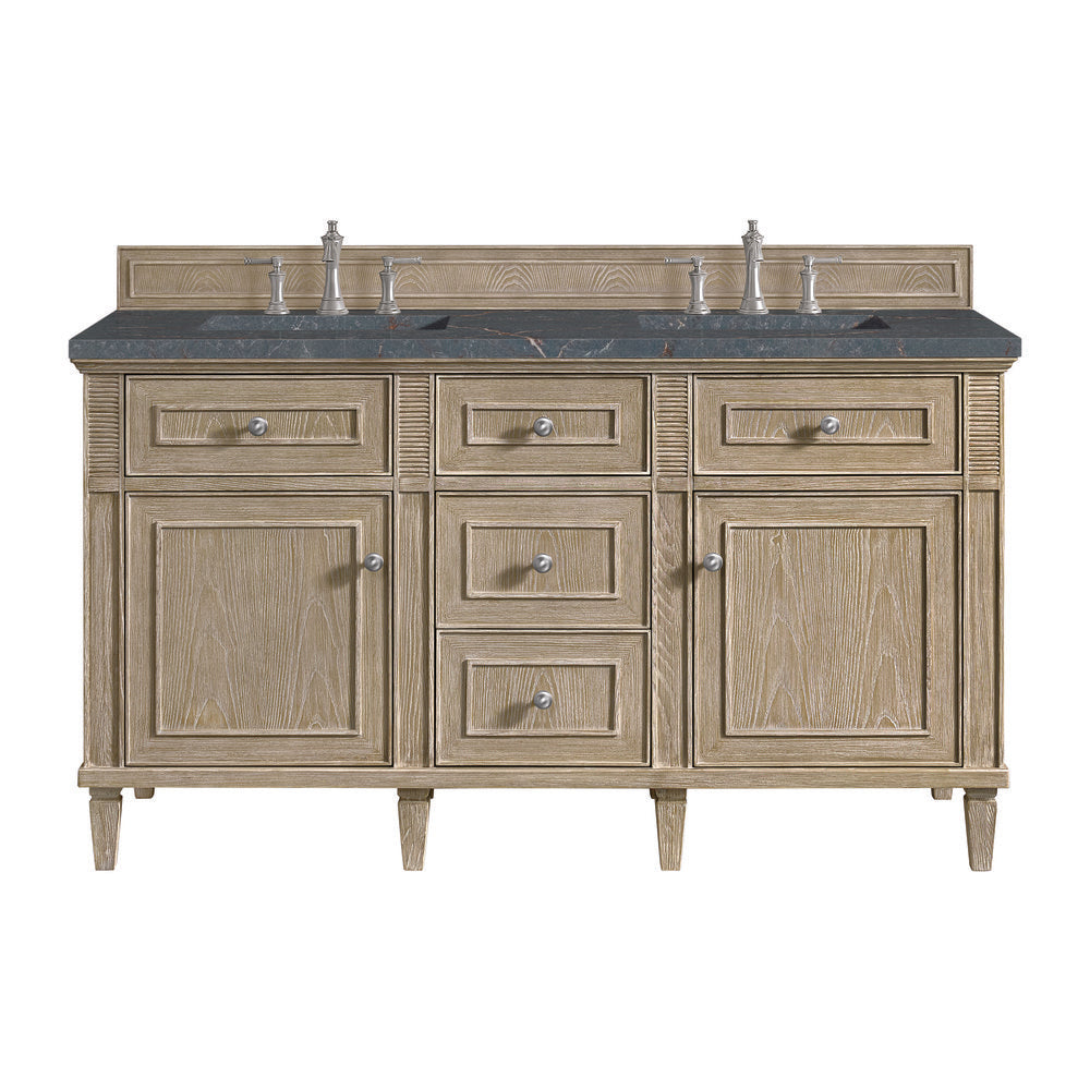 James Martin - Lorelai 60" Double Vanity, Whitewashed Oak w/ 3 CM Parisien Bleu Silestone Top w/FreePower Wireless Charger - 424-V60D-WWO-FPBL view 1