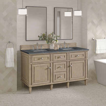 James Martin - Lorelai 60" Double Vanity, Whitewashed Oak w/ 3 CM Parisien Bleu Silestone Top w/FreePower Wireless Charger - 424-V60D-WWO-FPBL view 5