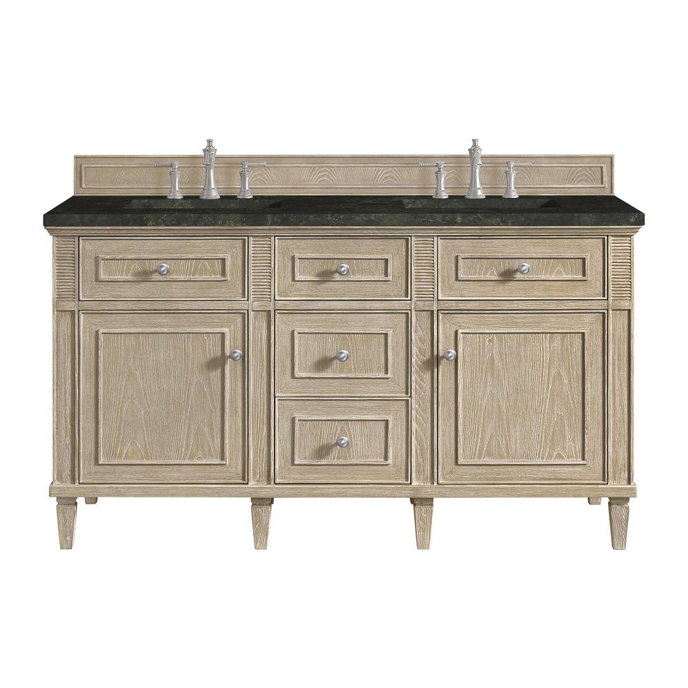 James Martin - Lorelai 60" Double Vanity, Whitewashed Oak, w/ 3 CM Phantome Eclos Top - 424-V60D-WWO-3PHT view 1