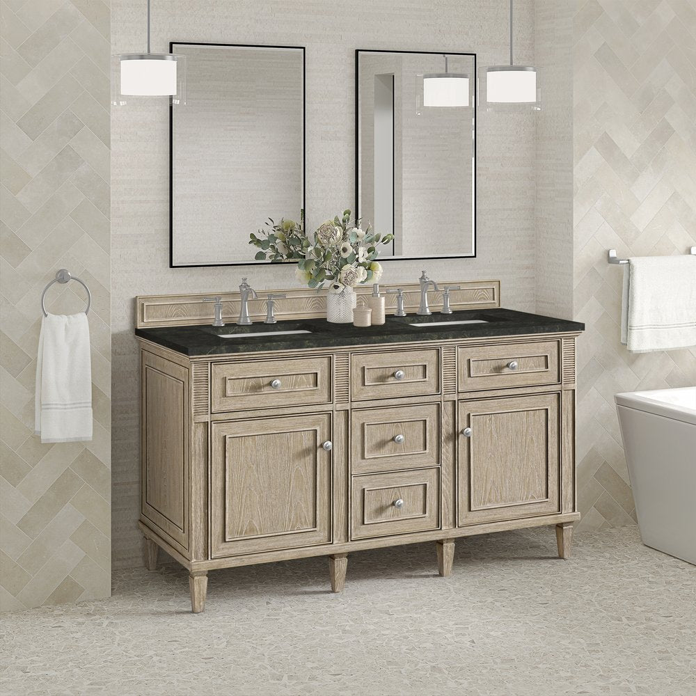 James Martin - Lorelai 60" Double Vanity, Whitewashed Oak, w/ 3 CM Phantome Eclos Top - 424-V60D-WWO-3PHT view 4