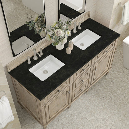 James Martin - Lorelai 60" Double Vanity, Whitewashed Oak, w/ 3 CM Phantome Eclos Top - 424-V60D-WWO-3PHT view 7