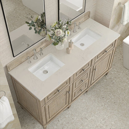James Martin - Lorelai 60" Double Vanity, Whitewashed Oak, w/ 3 CM Siberian Silestone Top - 424-V60D-WWO-3SFR view 7