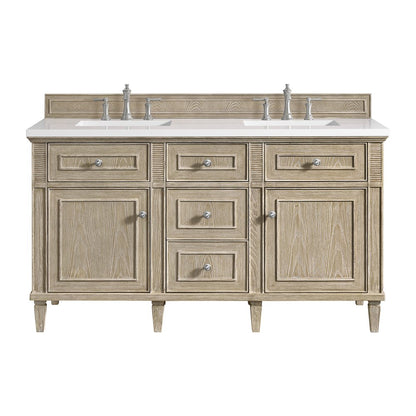 James Martin - Lorelai 60" Double Vanity, Whitewashed Oak w/ 3 CM White Zeus Silestone Top - 424-V60D-WWO-3WZ view 1