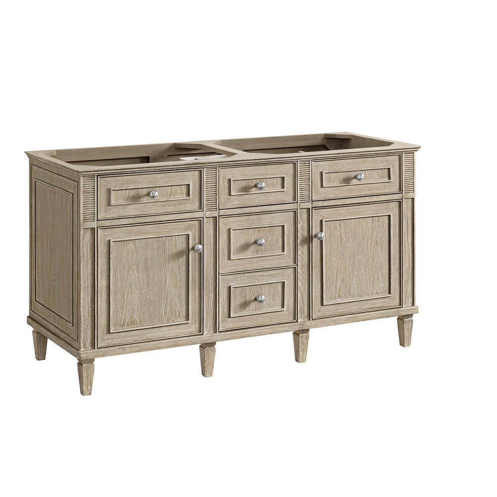 James Martin - Lorelai 60" Double Vanity, Whitewashed Oak w/ 3 CM White Zeus Silestone Top - 424-V60D-WWO-3WZ view 2