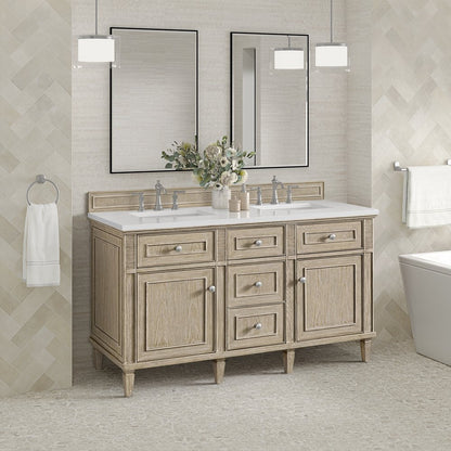 James Martin - Lorelai 60" Double Vanity, Whitewashed Oak w/ 3 CM White Zeus Silestone Top - 424-V60D-WWO-3WZ view 4