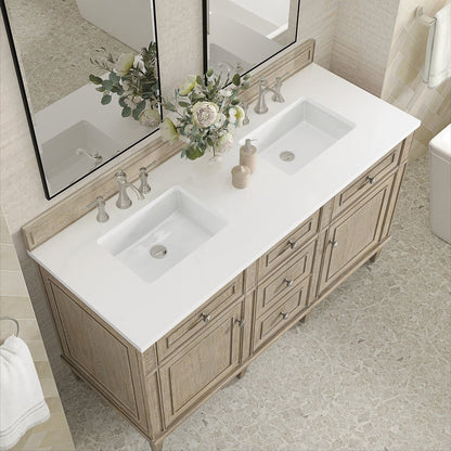 James Martin - Lorelai 60" Double Vanity, Whitewashed Oak w/ 3 CM White Zeus Silestone Top - 424-V60D-WWO-3WZ view 7