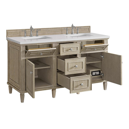 James Martin - Lorelai 60" Double Vanity, Whitewashed Oak w/ 3 CM White Zeus Silestone Top - 424-V60D-WWO-3WZ view 9