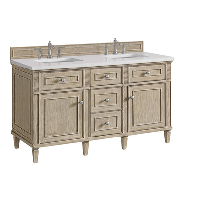 James Martin - Lorelai 60" Double Vanity, Whitewashed Oak w/ 3 CM White Zeus Silestone Top - 424-V60D-WWO-3WZ view 12