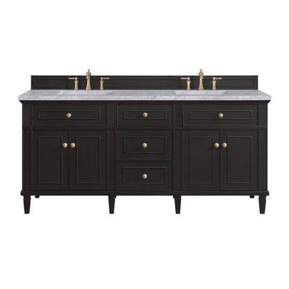 James Martin - Lorelai 72" Double Vanity, Black Onyx w/ 3 CM Carrara White Marble Top - 424-V72-BKO-3CAR view 1