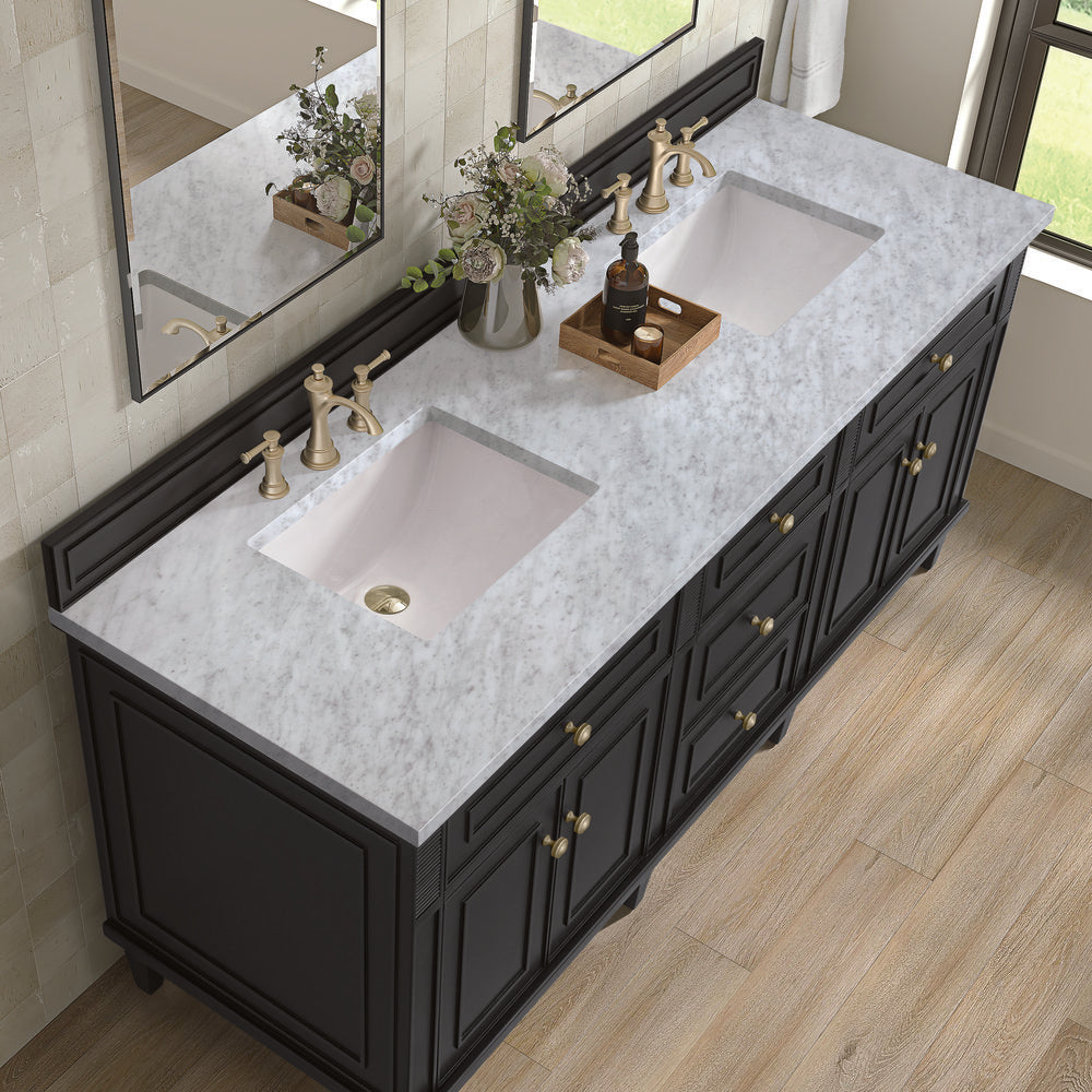 James Martin - Lorelai 72" Double Vanity, Black Onyx w/ 3 CM Carrara White Marble Top - 424-V72-BKO-3CAR view 7