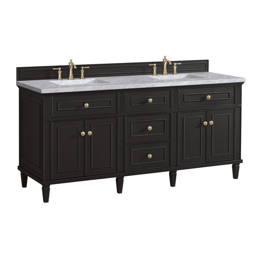 James Martin - Lorelai 72" Double Vanity, Black Onyx w/ 3 CM Carrara White Marble Top - 424-V72-BKO-3CAR view 10
