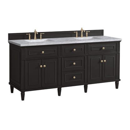 James Martin - Lorelai 72" Double Vanity, Black Onyx w/ 3 CM Carrara White Marble Top - 424-V72-BKO-3CAR view 10