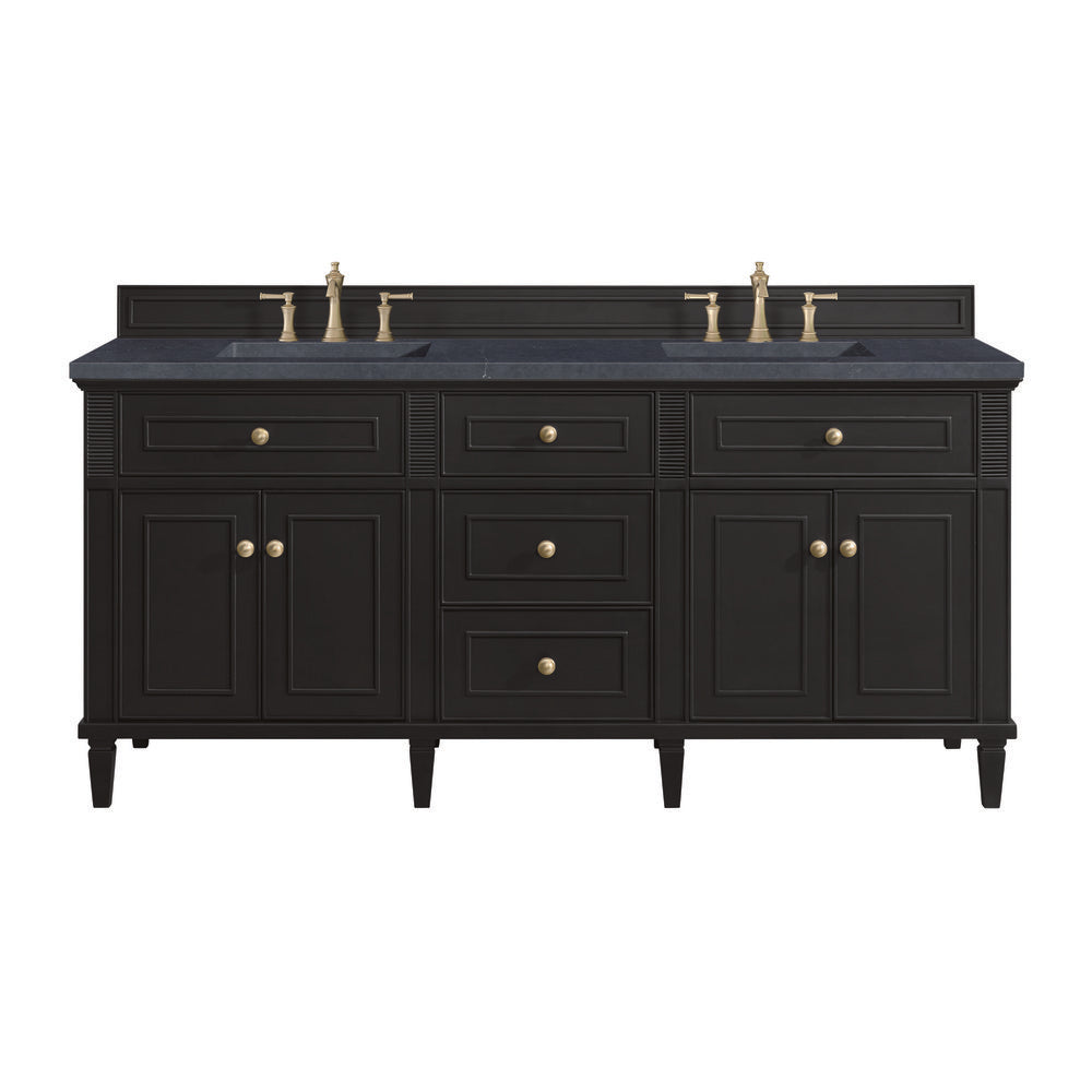 James Martin - Lorelai 72" Double Vanity, Black Onyx w/ 3 CM Charcoal Soapstone Silestone Top - 424-V72-BKO-3CSP view 1
