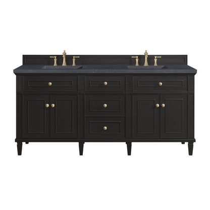 James Martin - Lorelai 72" Double Vanity, Black Onyx w/ 3 CM Charcoal Soapstone Silestone Top - 424-V72-BKO-3CSP view 1