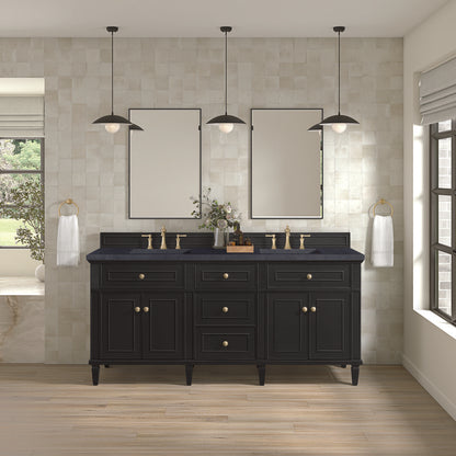 James Martin - Lorelai 72" Double Vanity, Black Onyx w/ 3 CM Charcoal Soapstone Silestone Top - 424-V72-BKO-3CSP view 3