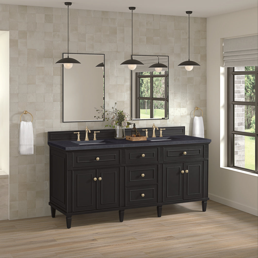 James Martin - Lorelai 72" Double Vanity, Black Onyx w/ 3 CM Charcoal Soapstone Silestone Top - 424-V72-BKO-3CSP view 4