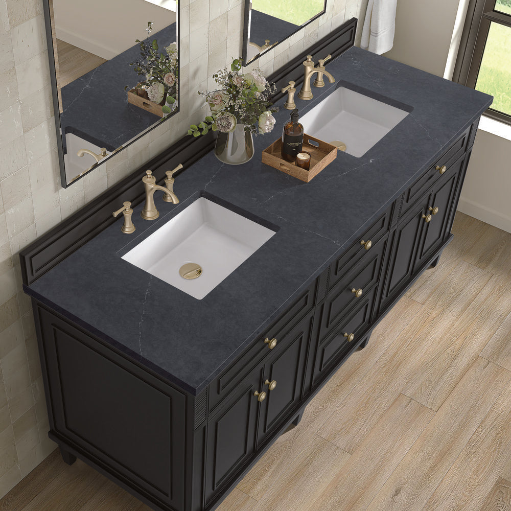 James Martin - Lorelai 72" Double Vanity, Black Onyx w/ 3 CM Charcoal Soapstone Silestone Top - 424-V72-BKO-3CSP view 7