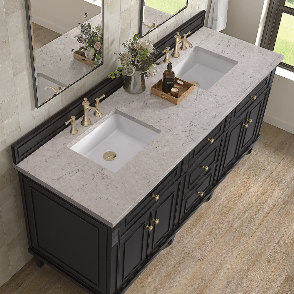 James Martin - Lorelai 72" Double Vanity, Black Onyx w/ 3 CM Eternal Jasmine Pearl Silestone Top - 424-V72-BKO-3EJP view 7