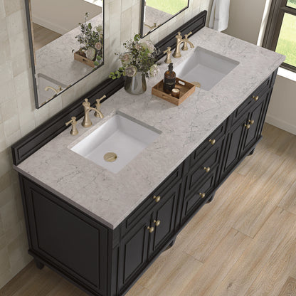 James Martin - Lorelai 72" Double Vanity, Black Onyx w/ 3 CM Eternal Jasmine Pearl Silestone Top - 424-V72-BKO-3EJP view 7