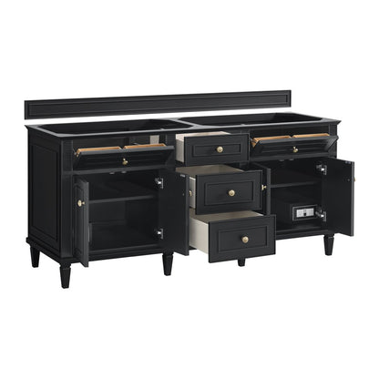 James Martin - Lorelai 72" Double Vanity, Black Onyx w/ 3 CM Eternal Jasmine Pearl Silestone Top - 424-V72-BKO-3EJP view 8
