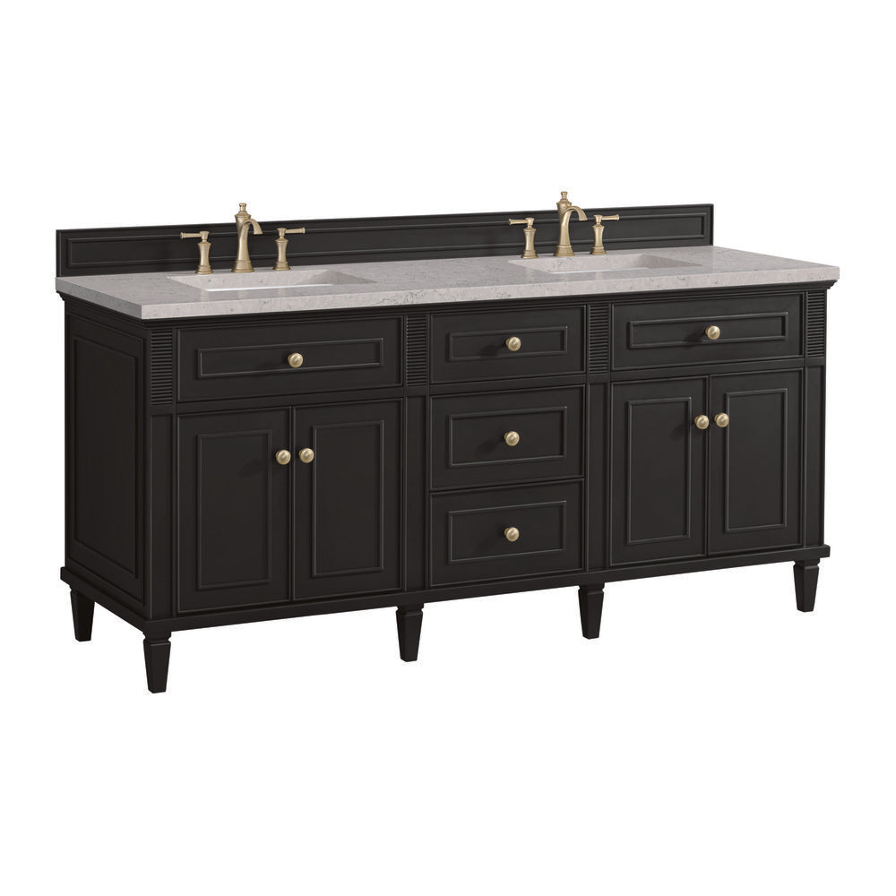 James Martin - Lorelai 72" Double Vanity, Black Onyx w/ 3 CM Eternal Jasmine Pearl Silestone Top - 424-V72-BKO-3EJP view 10