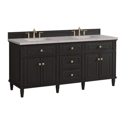 James Martin - Lorelai 72" Double Vanity, Black Onyx w/ 3 CM Eternal Jasmine Pearl Silestone Top - 424-V72-BKO-3EJP view 10