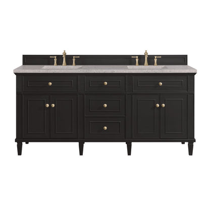 James Martin - Lorelai 72" Double Vanity, Black Onyx w/ 3 CM Eternal Jasmine Pearl Silestone Top w/FreePower Wireless Charger - 424-V72-BKO-FEJP view 1