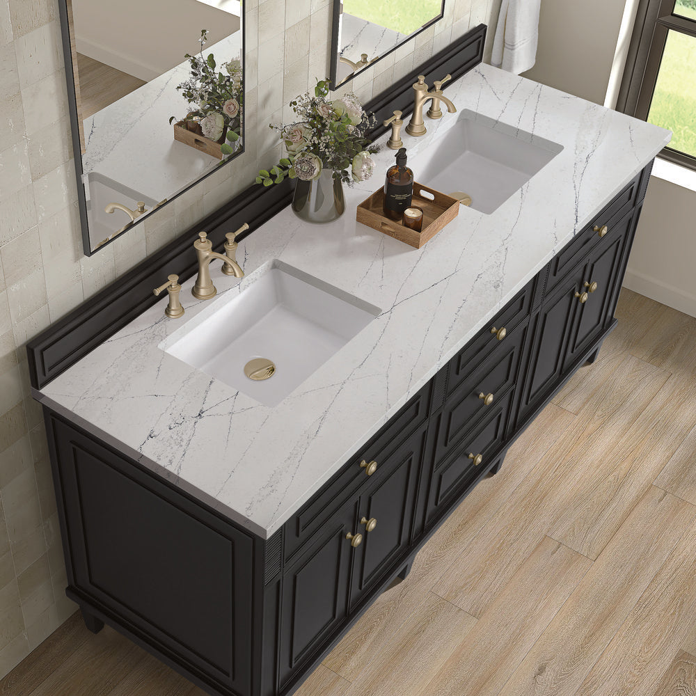 James Martin - Lorelai 72" Double Vanity, Black Onyx w/ 3 CM Ethereal Noctis Silestone Top - 424-V72-BKO-3ENC view 7