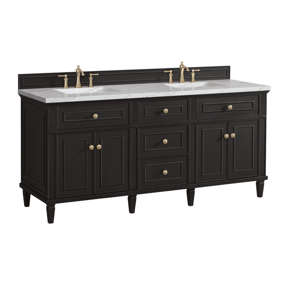 James Martin - Lorelai 72" Double Vanity, Black Onyx w/ 3 CM Ethereal Noctis Silestone Top - 424-V72-BKO-3ENC view 10