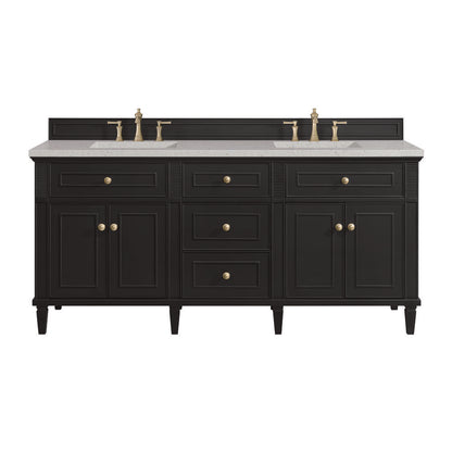 James Martin - Lorelai 72" Double Vanity, Black Onyx w/ 3 CM Lime Delight Silestone Top - 424-V72-BKO-3LDL view 1
