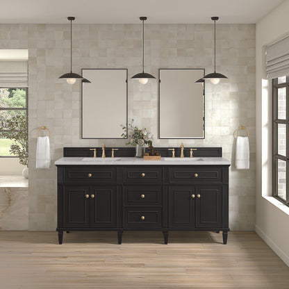 James Martin - Lorelai 72" Double Vanity, Black Onyx w/ 3 CM Lime Delight Silestone Top - 424-V72-BKO-3LDL view 3
