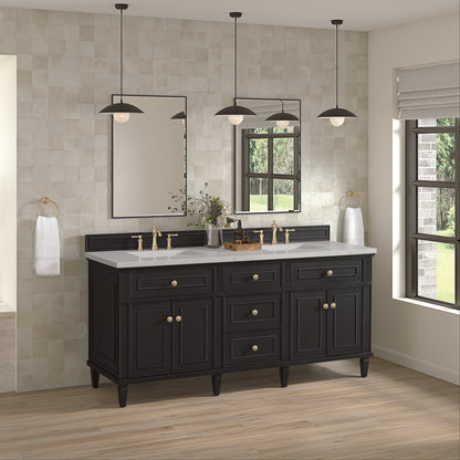 James Martin - Lorelai 72" Double Vanity, Black Onyx w/ 3 CM Lime Delight Silestone Top - 424-V72-BKO-3LDL view 4