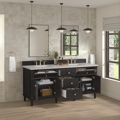 James Martin - Lorelai 72" Double Vanity, Black Onyx w/ 3 CM Lime Delight Silestone Top - 424-V72-BKO-3LDL view 5