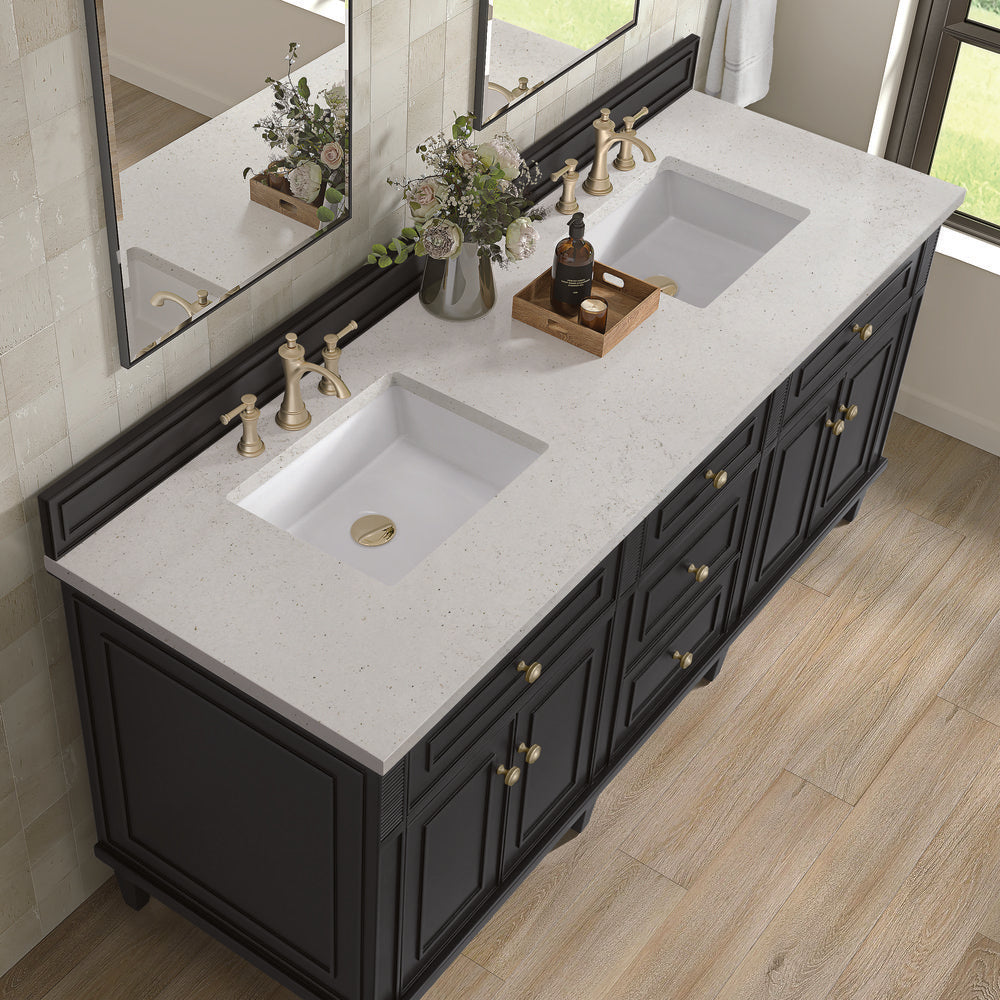 James Martin - Lorelai 72" Double Vanity, Black Onyx w/ 3 CM Lime Delight Silestone Top - 424-V72-BKO-3LDL view 7