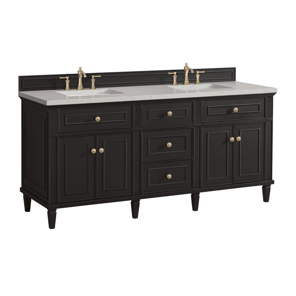 James Martin - Lorelai 72" Double Vanity, Black Onyx w/ 3 CM Lime Delight Silestone Top - 424-V72-BKO-3LDL view 10