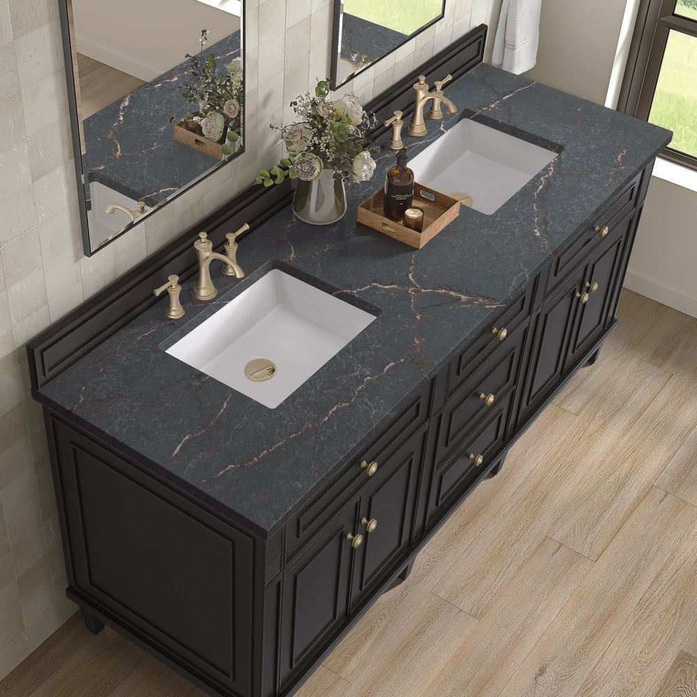 James Martin - Lorelai 72" Double Vanity, Black Onyx w/ 3 CM Parisien Bleu Silestone Top - 424-V72-BKO-3PBL view 7