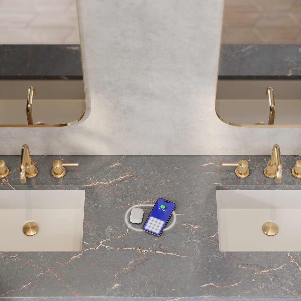 James Martin - Lorelai 72" Double Vanity, Black Onyx w/ 3 CM Parisien Bleu Silestone Top w/FreePower Wireless Charger - 424-V72-BKO-FPBL view 2