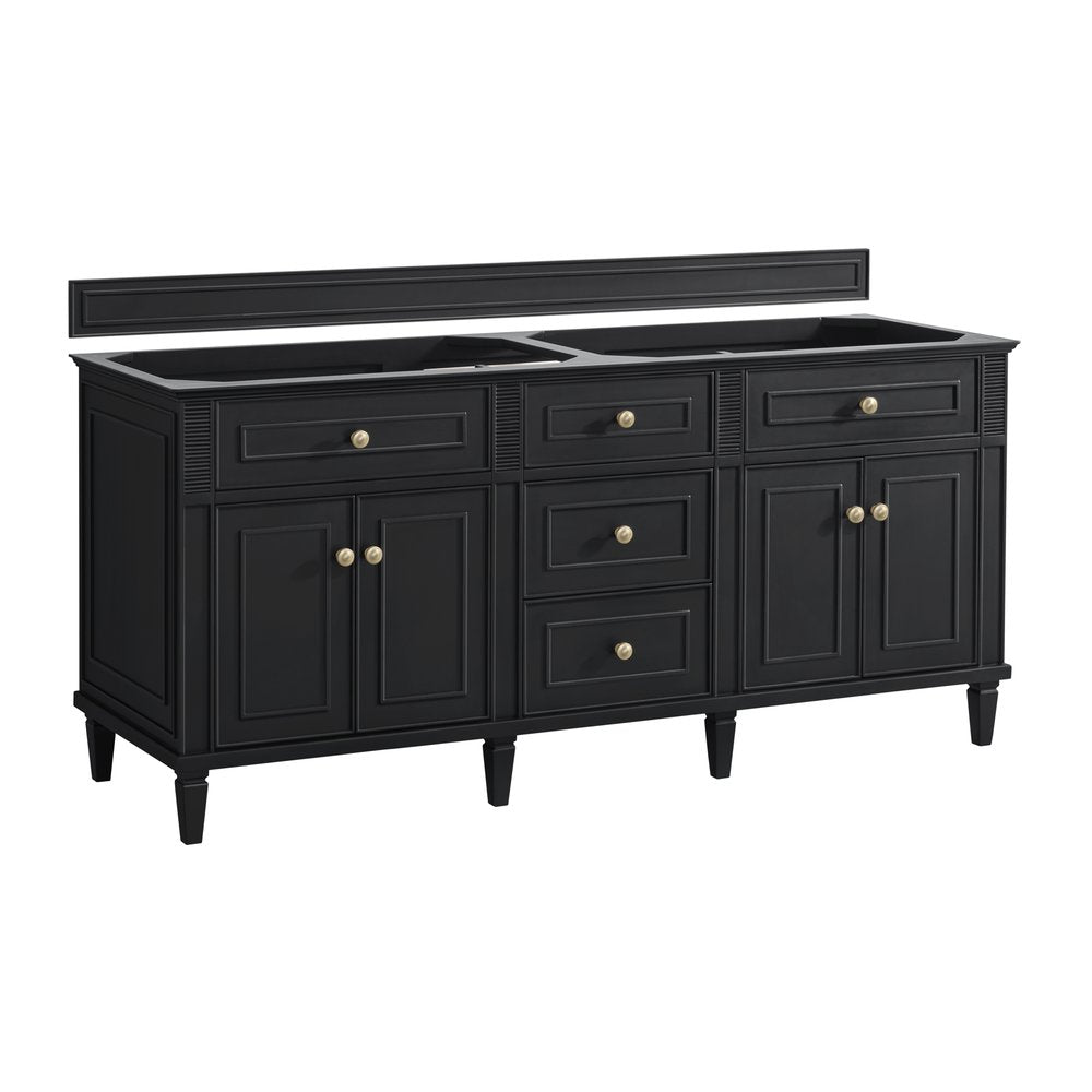 James Martin - Lorelai 72" Double Vanity, Black Onyx w/ 3 CM Parisien Bleu Silestone Top w/FreePower Wireless Charger - 424-V72-BKO-FPBL view 3