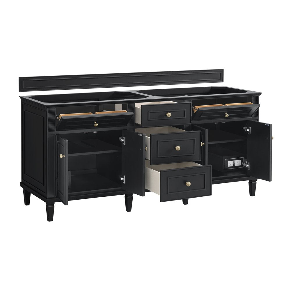 James Martin - Lorelai 72" Double Vanity, Black Onyx w/ 3 CM Parisien Bleu Silestone Top w/FreePower Wireless Charger - 424-V72-BKO-FPBL view 9