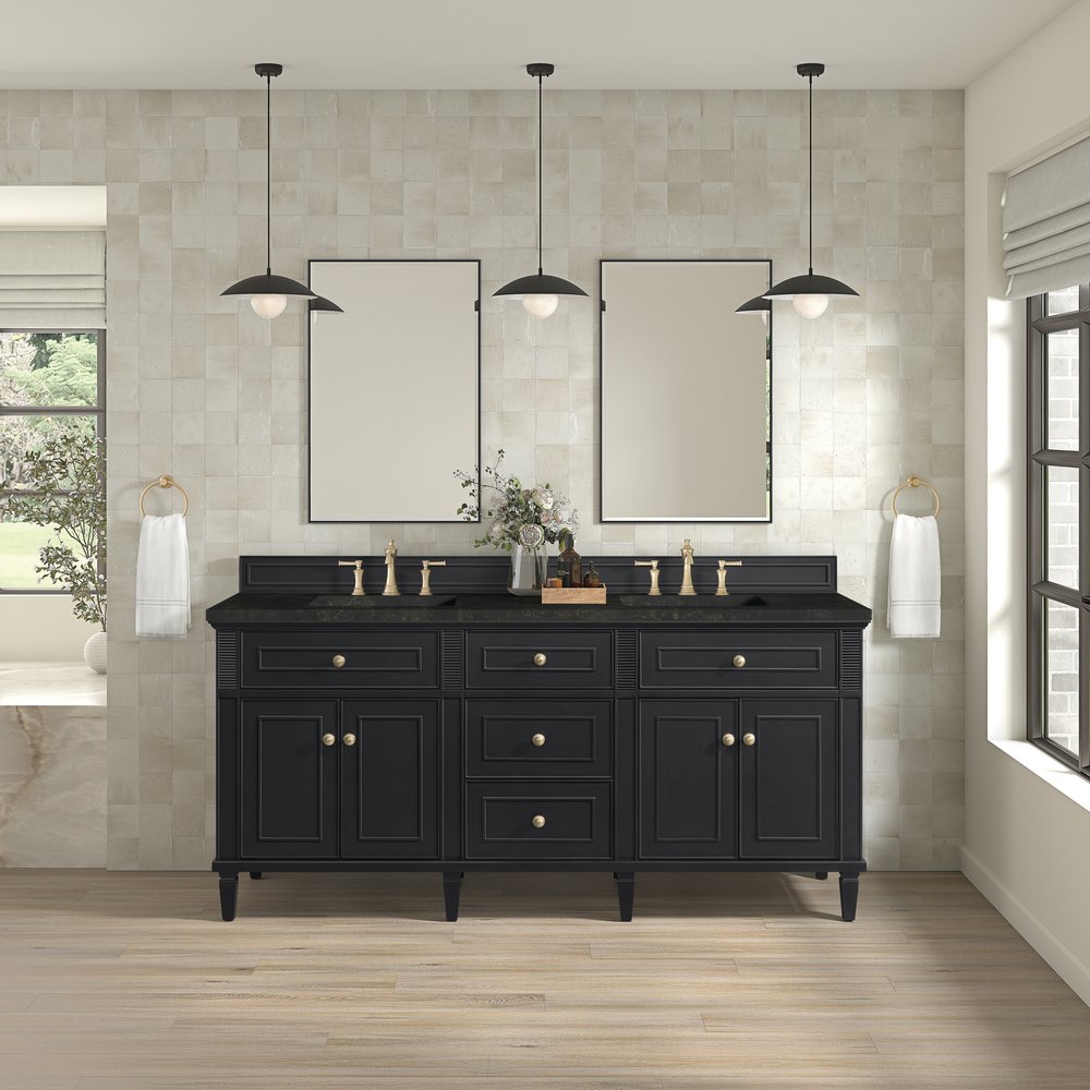 James Martin - Lorelai 72" Double Vanity, Black Onyx, w/ 3 CM Phantome Eclos Top - 424-V72-BKO-3PHT view 3