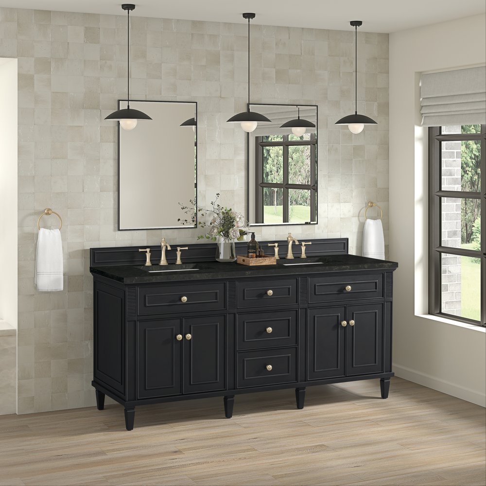 James Martin - Lorelai 72" Double Vanity, Black Onyx, w/ 3 CM Phantome Eclos Top - 424-V72-BKO-3PHT view 4