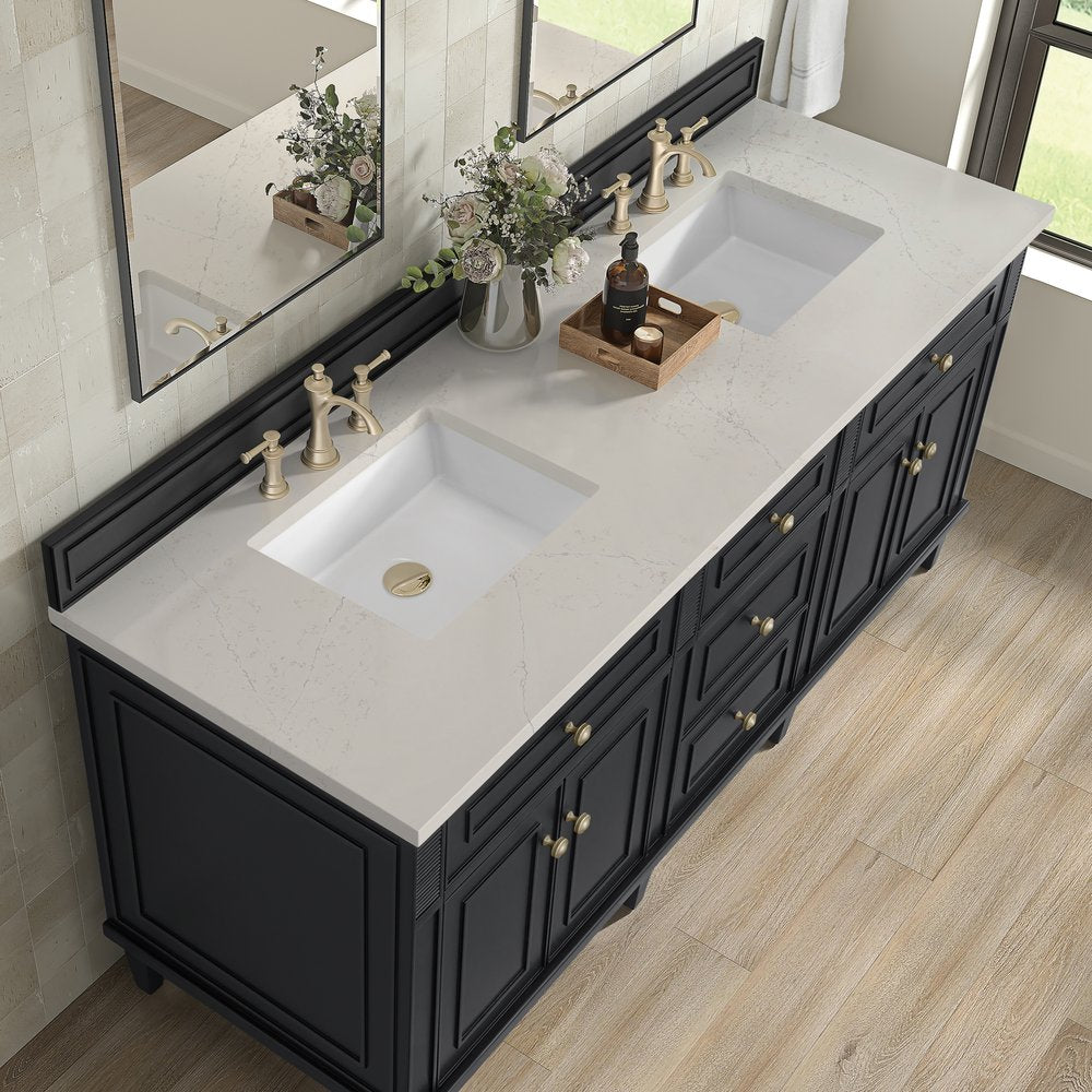 James Martin - Lorelai 72" Double Vanity, Black Onyx, w/ 3 CM Siberian Silestone Top - 424-V72-BKO-3SFR view 7