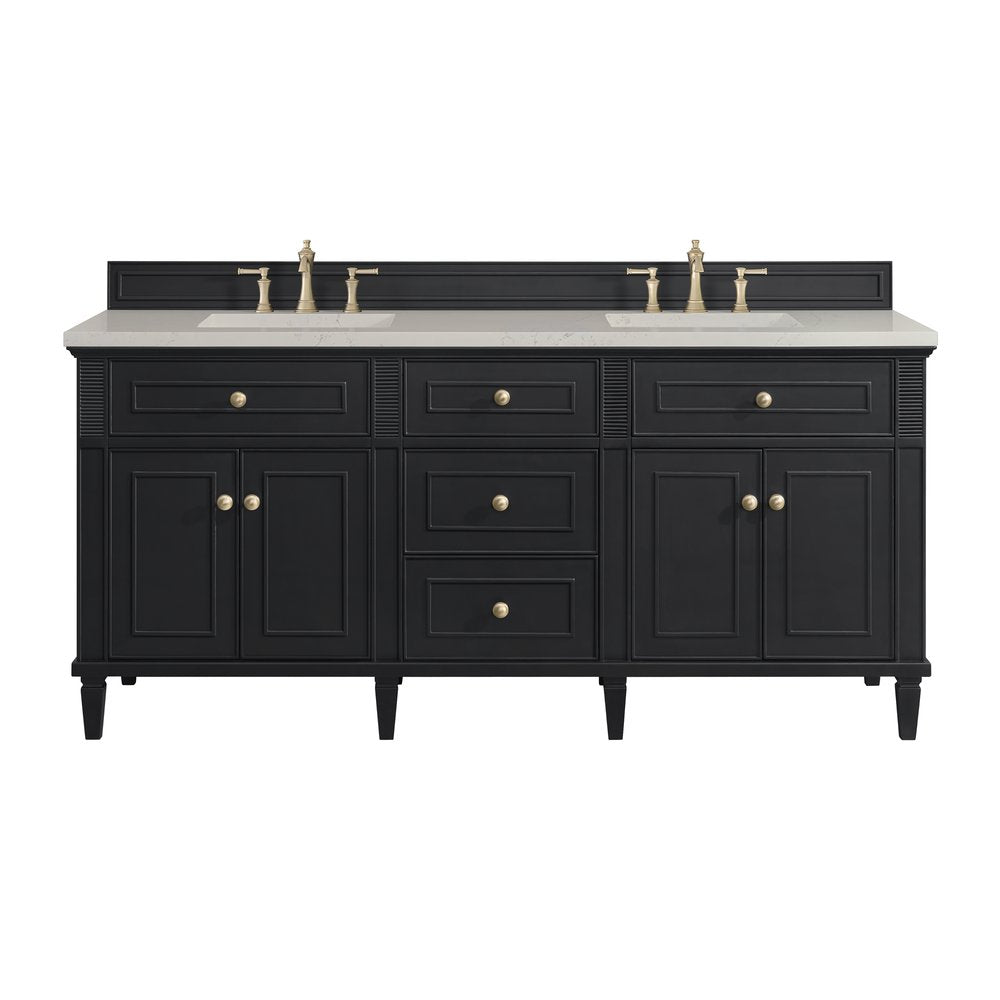 James Martin - Lorelai 72" Double Vanity, Black Onyx, w/ 3 CM Siberian Silestone Top w/FreePower Wireless Charger - 424-V72-BKO-FSFR view 1