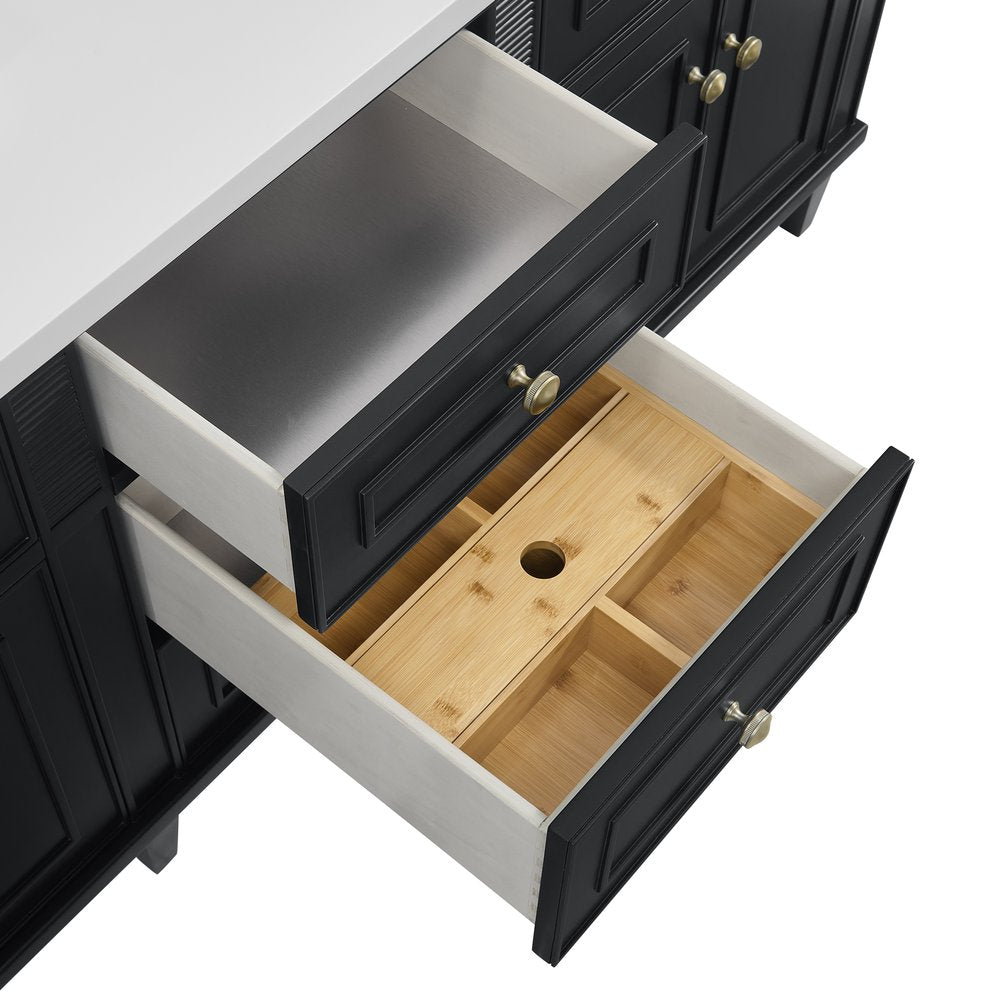 James Martin - Lorelai 72" Double Vanity, Black Onyx, w/ 3 CM Siberian Silestone Top w/FreePower Wireless Charger - 424-V72-BKO-FSFR view 12