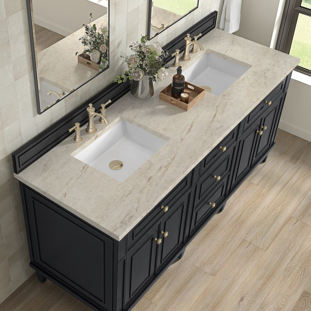 James Martin - Lorelai 72" Double Vanity, Black Onyx, w/ 3 CM Tajnar Eclos Top - 424-V72-BKO-3TJR view 7