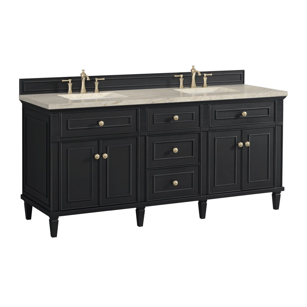 James Martin - Lorelai 72" Double Vanity, Black Onyx, w/ 3 CM Tajnar Eclos Top - 424-V72-BKO-3TJR view 10